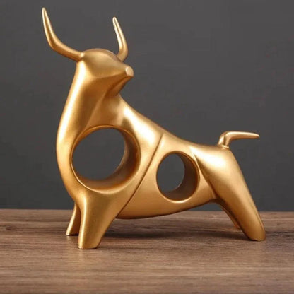 Resin Abstract Golden Bull Sculpture for Luxurious Home Décor
