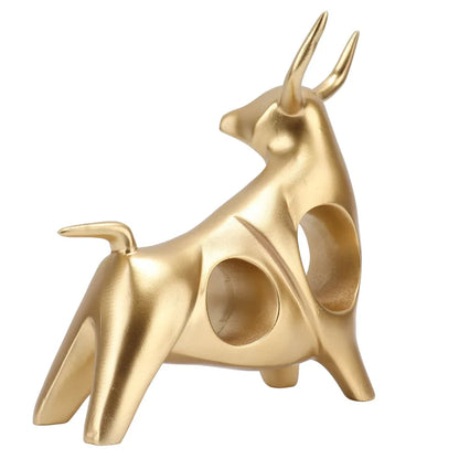 Resin Abstract Golden Bull Statue for Elegant Home Decor