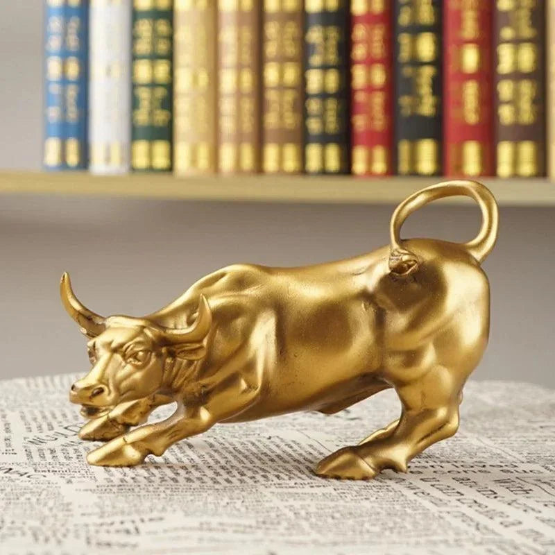 Monzzi Resin Decorative Statue of the Iconic Golden Wall Street Bull