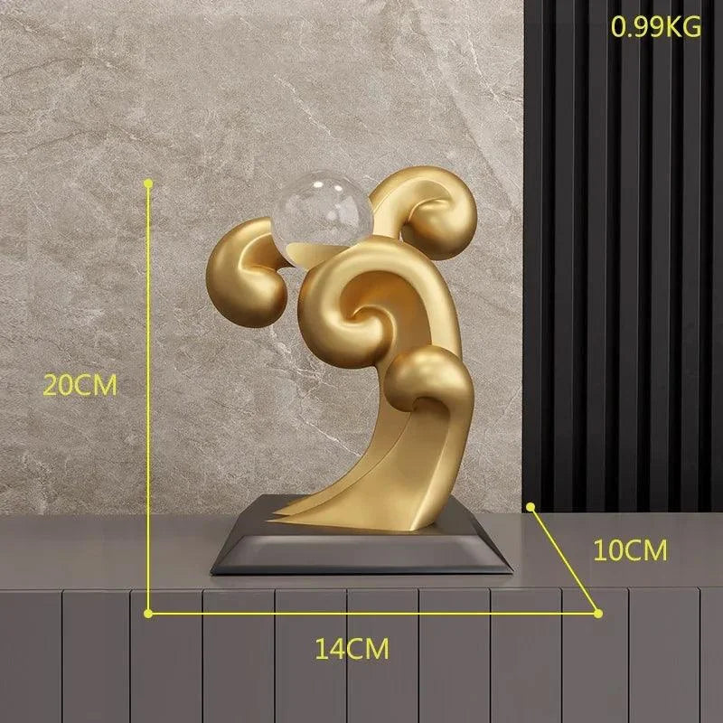 Contemporary Resin Sculpture with Crystal Ball for Elegant Home Decor