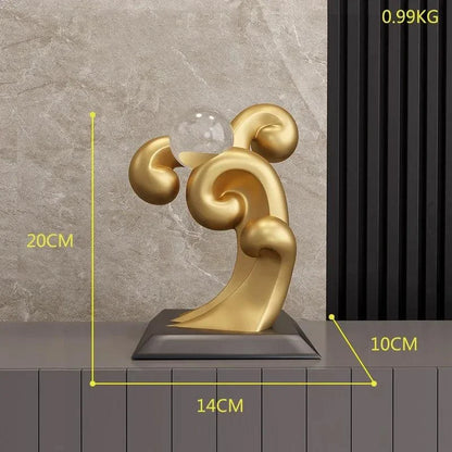 Contemporary Resin Sculpture with Crystal Ball for Elegant Home Decor
