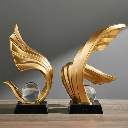 Contemporary Resin Sculpture with Crystal Ball for Elegant Monzzi Decor