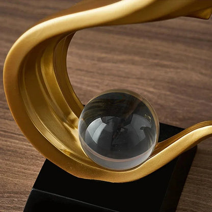 Contemporary Resin Sculpture with Crystal Ball for Elegant Home Decor