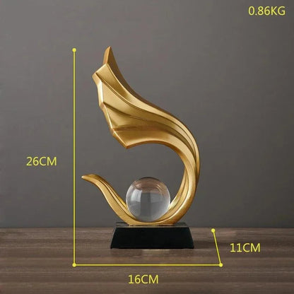 Contemporary Resin Sculpture with Crystal Ball for Elegant Monzzi Decor