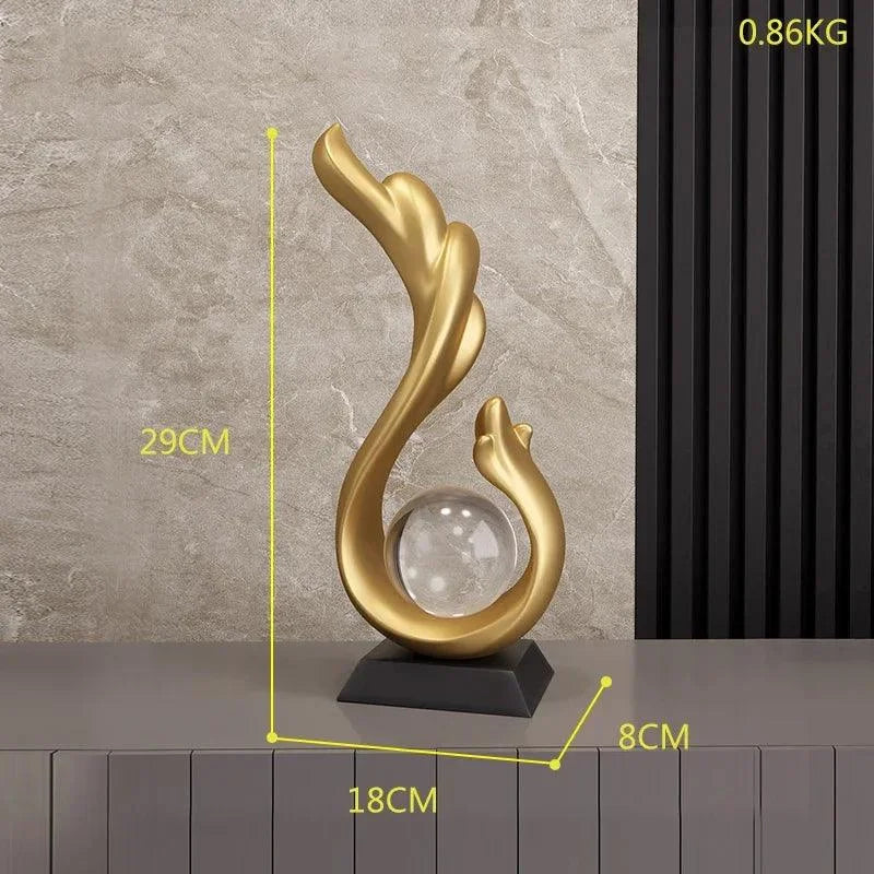 Contemporary Resin Sculpture with Crystal Ball for Elegant Home Decor