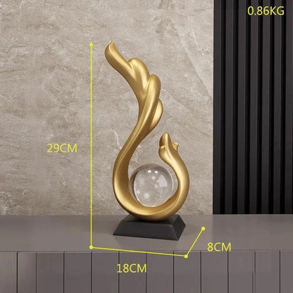 Contemporary Resin Sculpture with Crystal Ball for Elegant Home Decor
