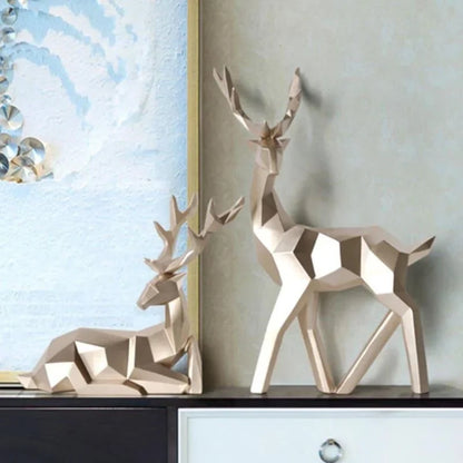 Set of 2 Resin Deer Statues for Table Décor - Monzzi