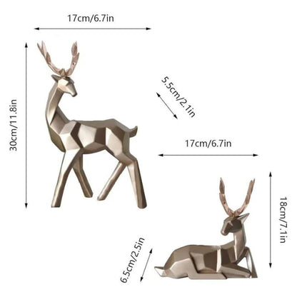 Set of 2 Resin Deer Statues for Table Décor - Monzzi