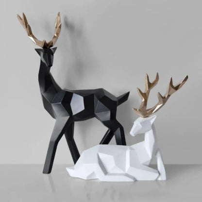 Set of 2 Resin Deer Statues for Table Décor - Monzzi