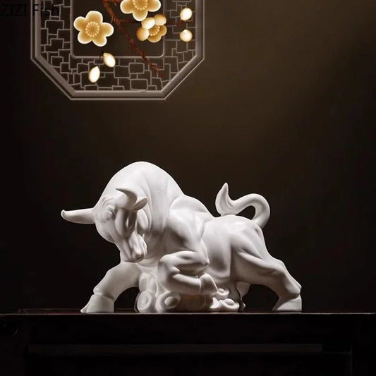 Elegant Golden Bull Statue - A Symbol of Prosperity for Your Living Room Decor