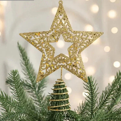 Gold Iron Star Christmas Tree Topper for Festive Decor