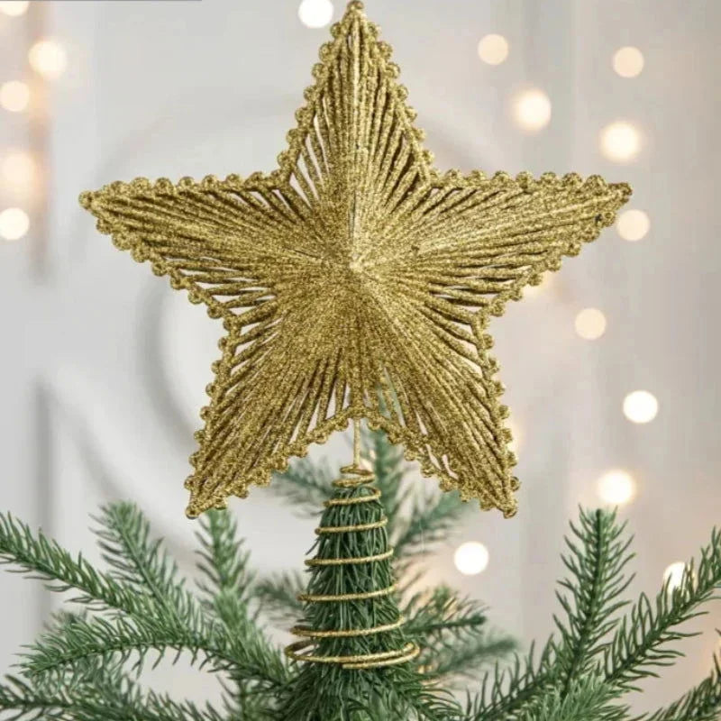 Gold Iron Star Christmas Tree Topper for Festive Decor