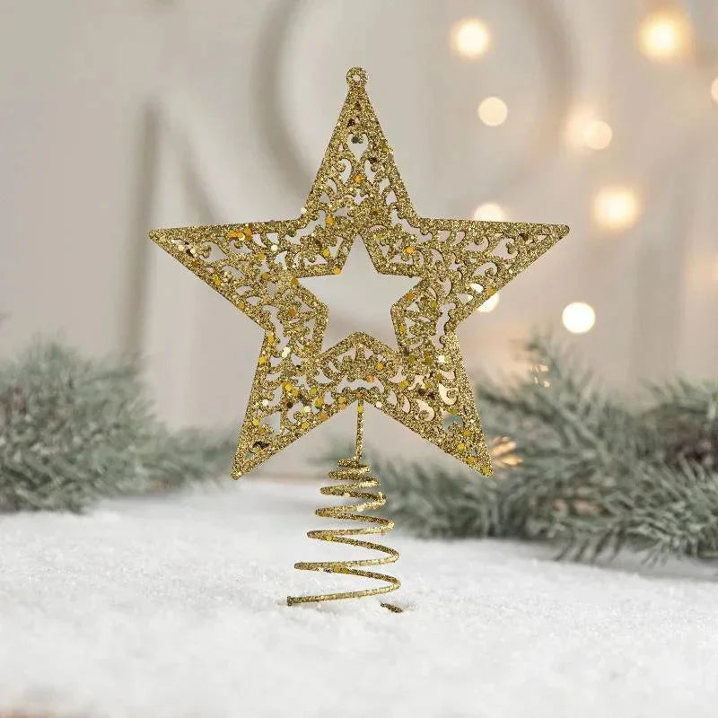 Gold Iron Star Christmas Tree Topper for Festive Decor