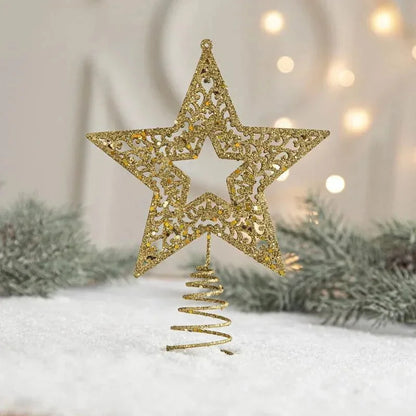 Gold Iron Star Christmas Tree Topper for Festive Decor
