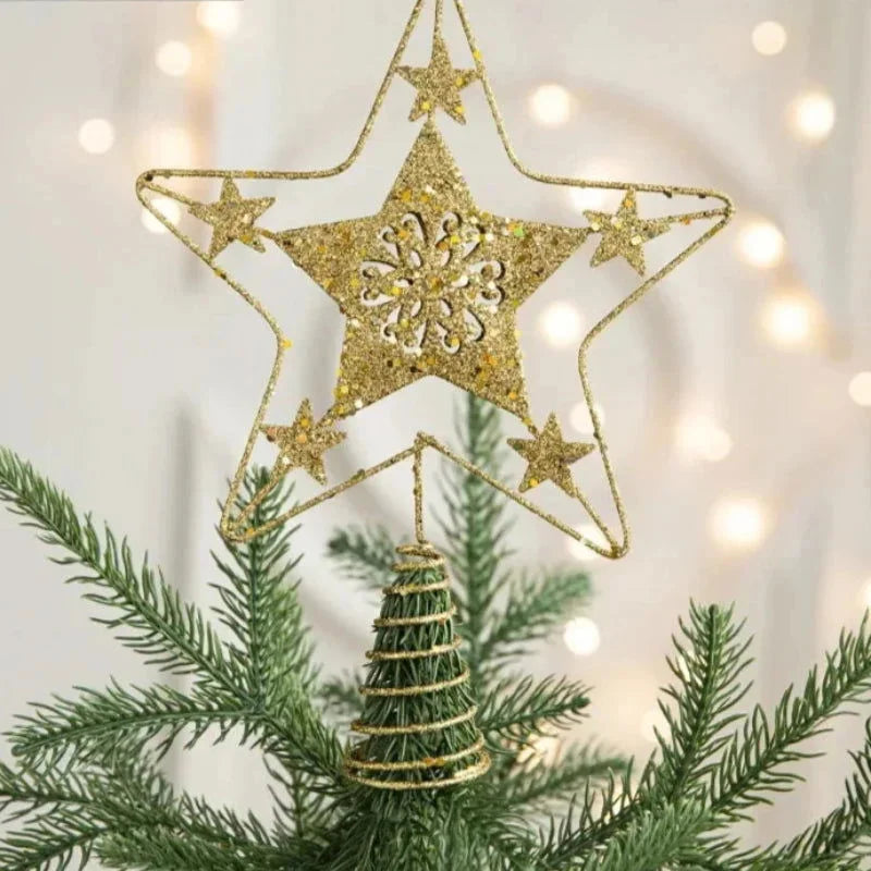 Gold Iron Star Christmas Tree Topper for Festive Decor