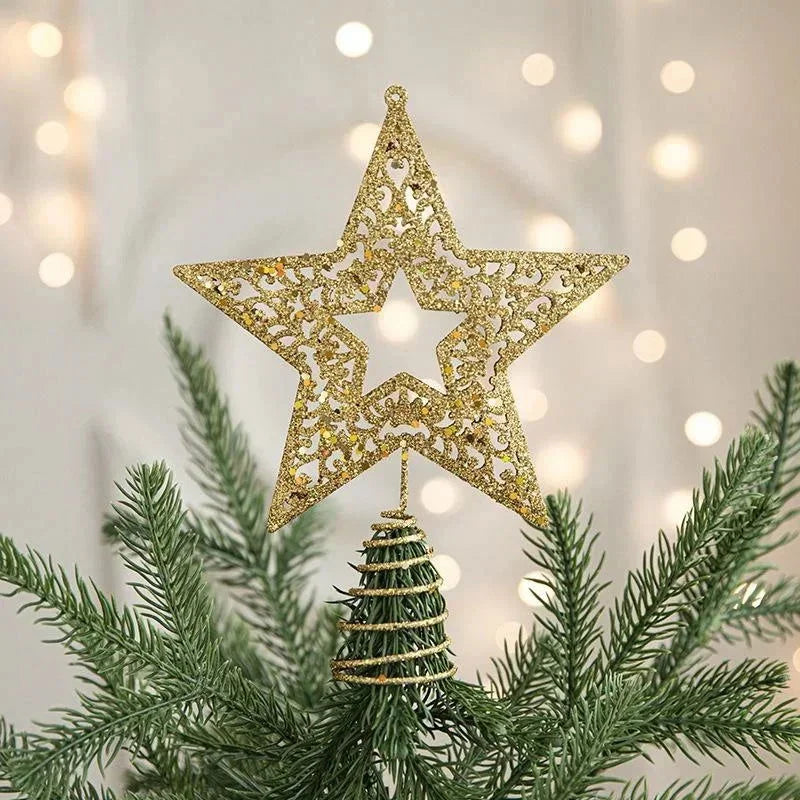 Gold Iron Star Christmas Tree Topper for Festive Decor