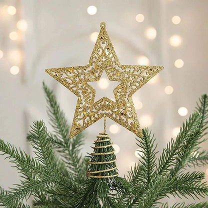 Gold Iron Star Christmas Tree Topper for Festive Decor