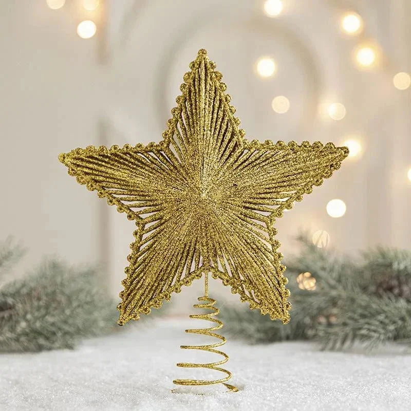 Gold Iron Star Christmas Tree Topper for Festive Decor