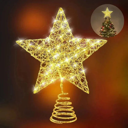 Christmas Tree Topper: Copper Wire LED Star Decoration