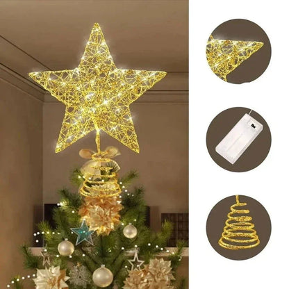 LED Star Tree Topper with Copper Wire for Christmas