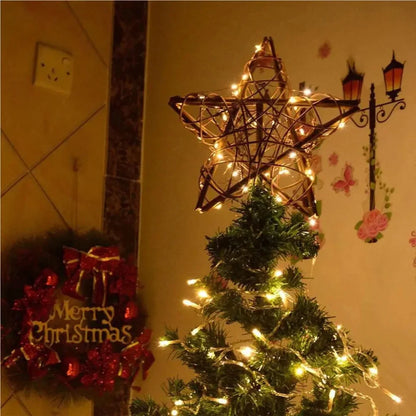 Rustic LED Star Tree Topper for Christmas Decoration