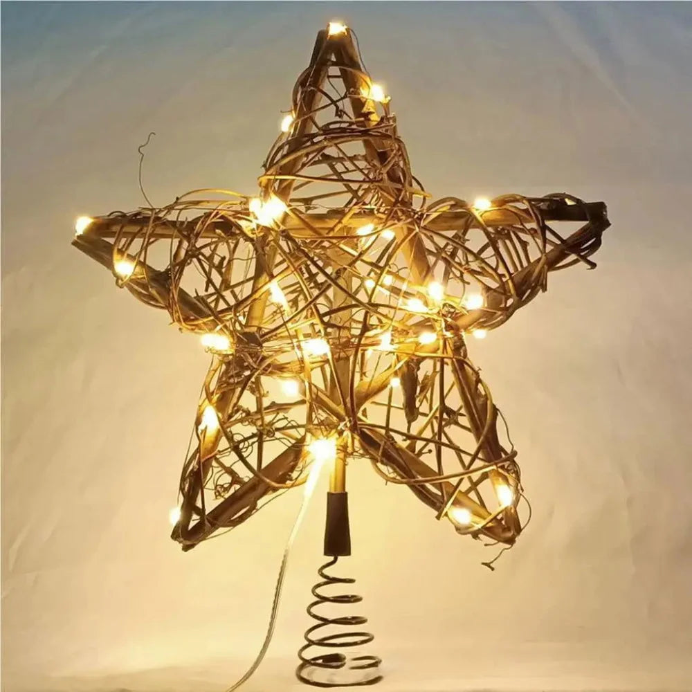 Rustic LED Star Christmas Tree Topper for Festive Decor