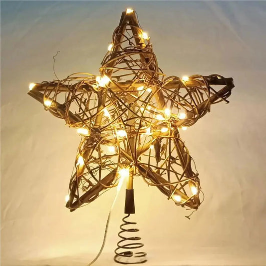 Rustic LED Star Tree Topper for Christmas Decoration