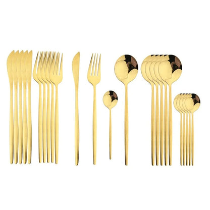 Elegant 24-Piece Stainless Steel Cutlery Set for Dining