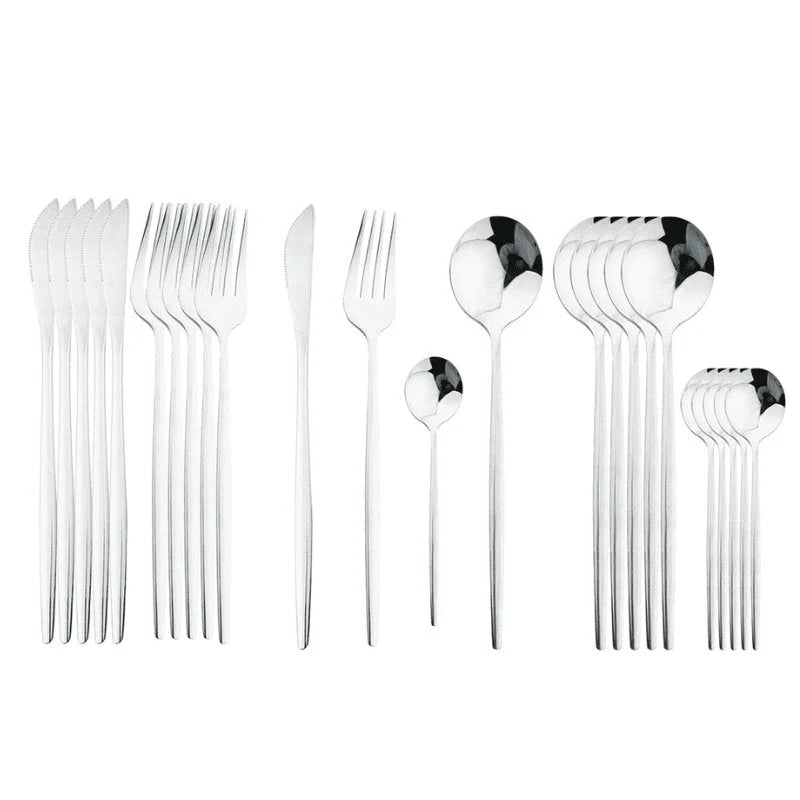 Elegant 24-Piece Stainless Steel Cutlery Set for Dining