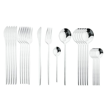 Elegant 24-Piece Stainless Steel Cutlery Set for Dining
