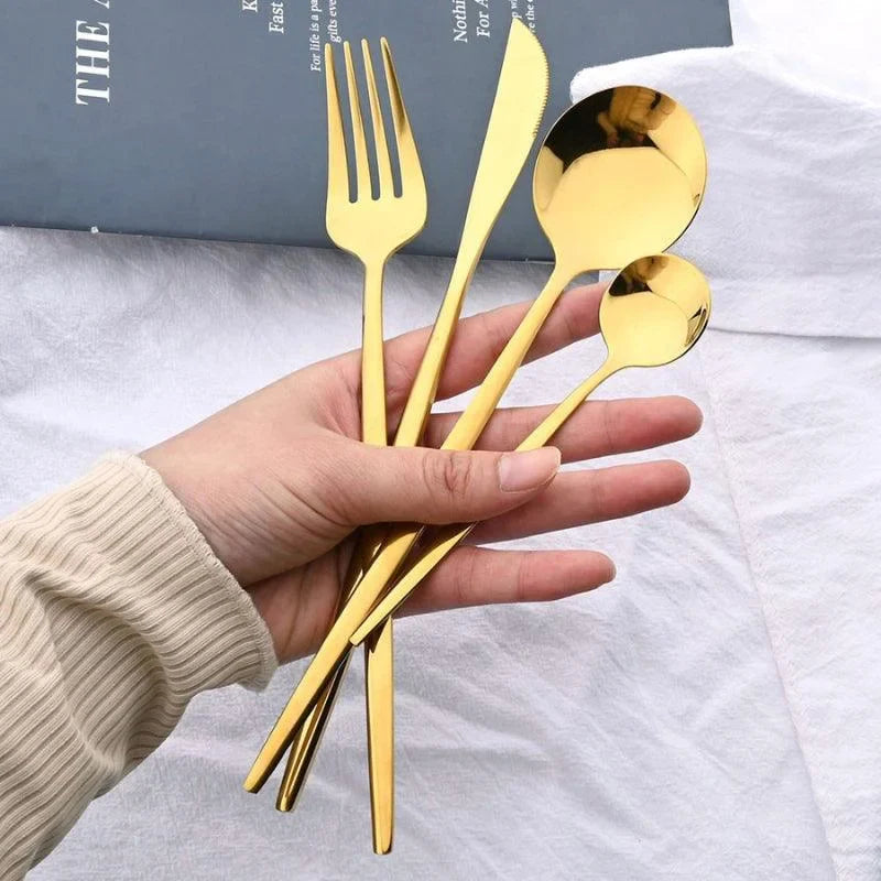 Elegant 24-Piece Stainless Steel Cutlery Set for Dining