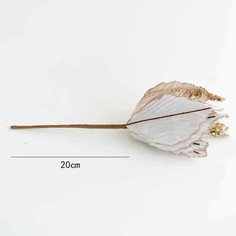 Golden Flannel Decorative Christmas Flower for Arrangements and Monzzi Tree