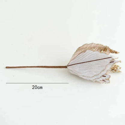 Golden Flannel Decorative Christmas Flower for Arrangements and Monzzi Tree