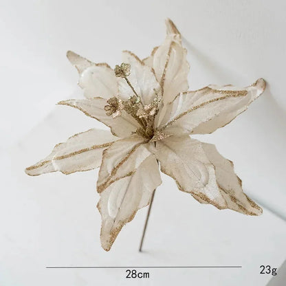 Golden Flannel Decorative Christmas Flower for Arrangements and Monzzi Tree