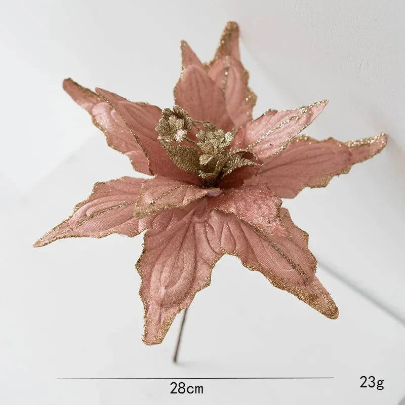 Golden Flannel Decorative Christmas Flower for Arrangements and Monzzi Tree