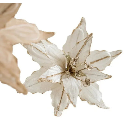 Golden Flannel Decorative Christmas Flower for Arrangements and Monzzi Tree