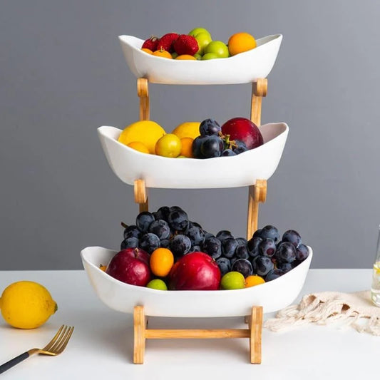 Stackable Natural Bamboo Fruit Baskets for Organized Storage - Monzzi