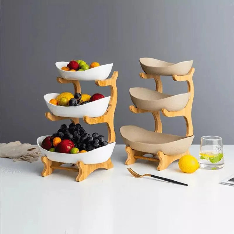 Stackable Natural Bamboo Fruit Baskets for Organized Storage - Monzzi
