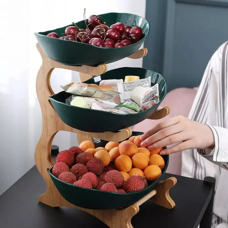 Stackable Natural Bamboo Fruit Baskets for Organized Storage - Monzzi