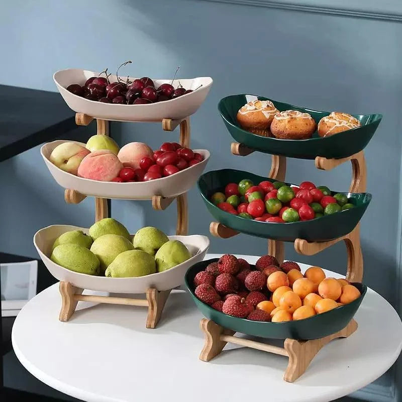 Stackable Natural Bamboo Fruit Baskets for Organized Storage - Monzzi