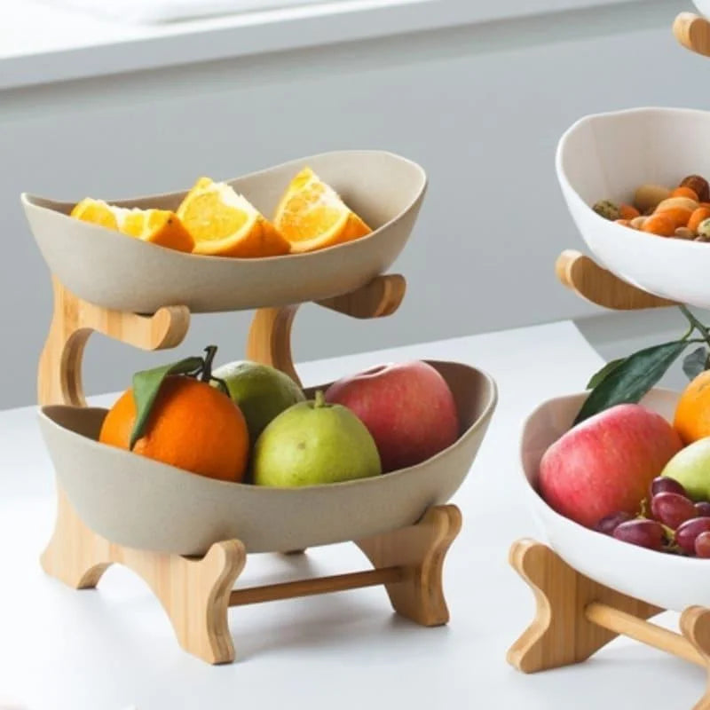 Stackable Natural Bamboo Fruit Baskets for Organizing Your Produce - Monzzi