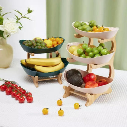 Stackable Natural Bamboo Fruit Baskets for Organized Storage - Monzzi