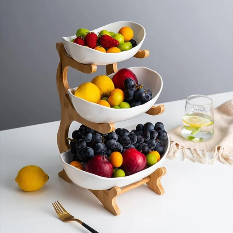 Stackable Natural Bamboo Fruit Baskets for Organized Storage - Monzzi