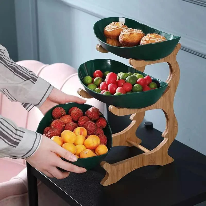 Stackable Natural Bamboo Fruit Baskets for Organized Storage - Monzzi