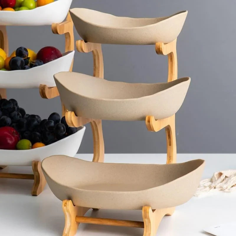Stackable Natural Bamboo Fruit Baskets for Organized Storage - Monzzi