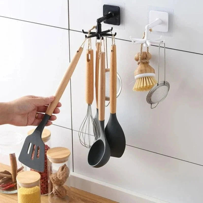 Monzzi Self-Adhesive Rotating Hooks for Organizing Accessories and Clothing - Durable ABS Design