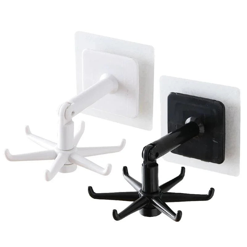 Monzzi Self-Adhesive Rotating Hooks for Organizing Accessories and Clothing - Durable ABS Design