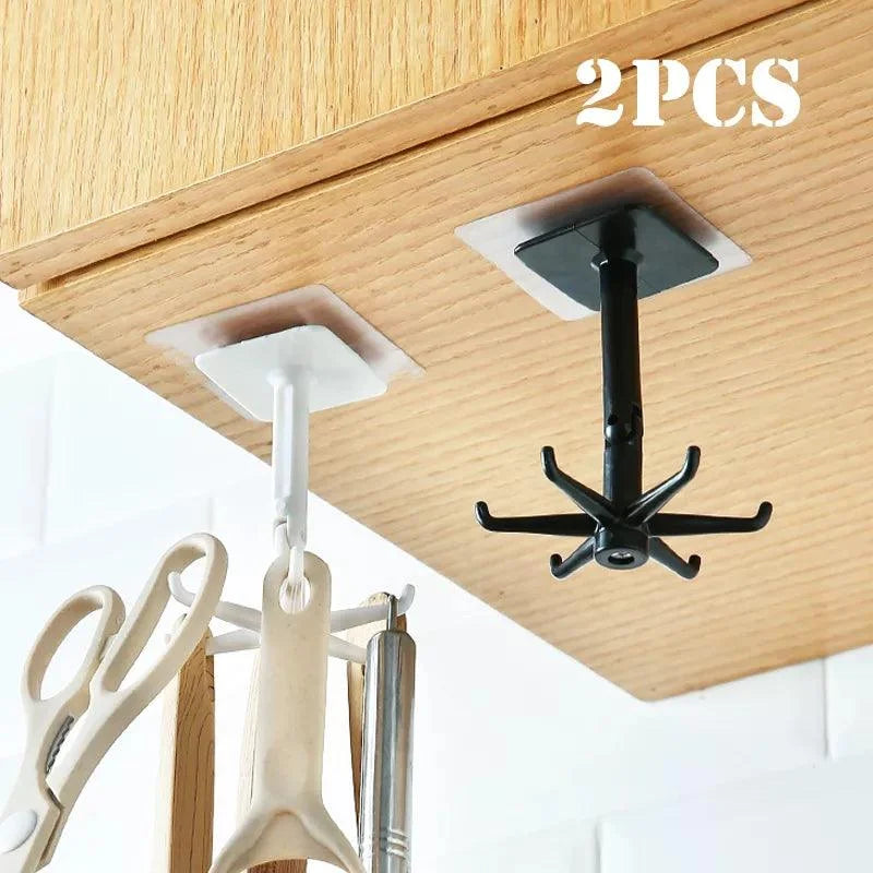 Monzzi Self-Adhesive Rotating Hooks for Organizing Accessories and Clothing - Durable ABS Design