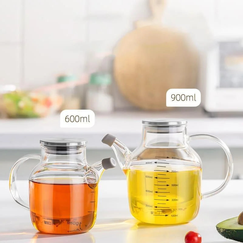 Borosilicate Glass Olive Oil and Vinegar Dispenser with Airtight Lid - Monzzi