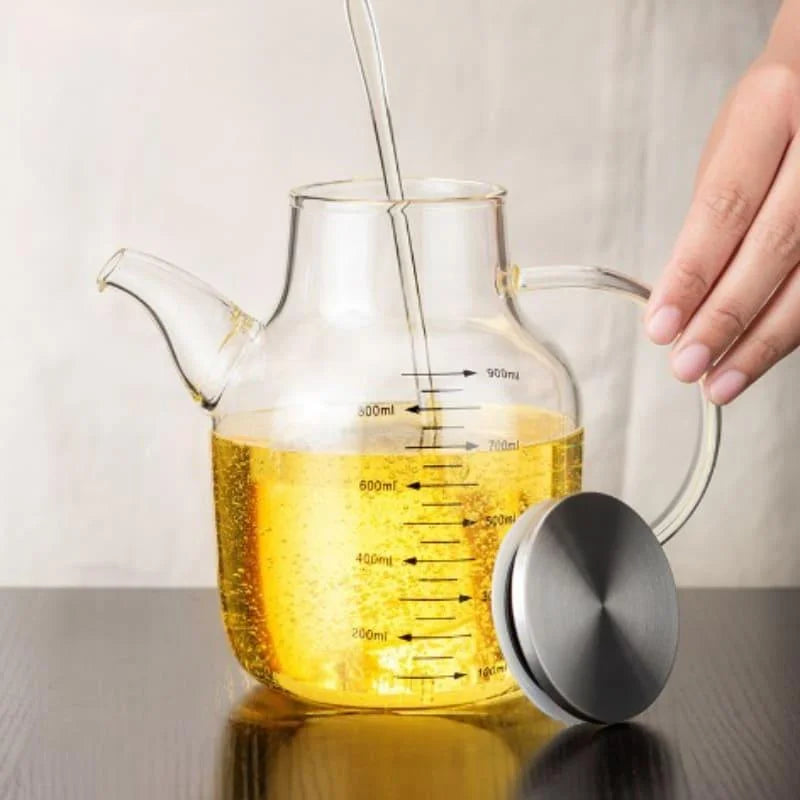 Borosilicate Glass Olive Oil and Vinegar Dispenser with Airtight Lid - Monzzi